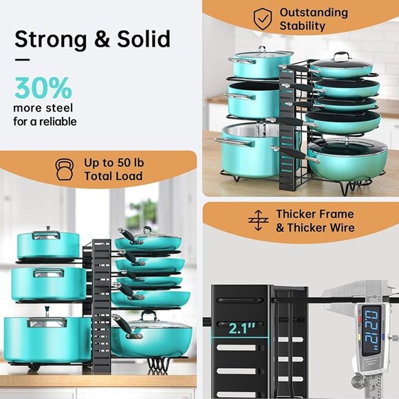 NEW Pots and Pans Organizer Rack under Cabinet with 3 DIY Methods, - Picture 2 of 8
